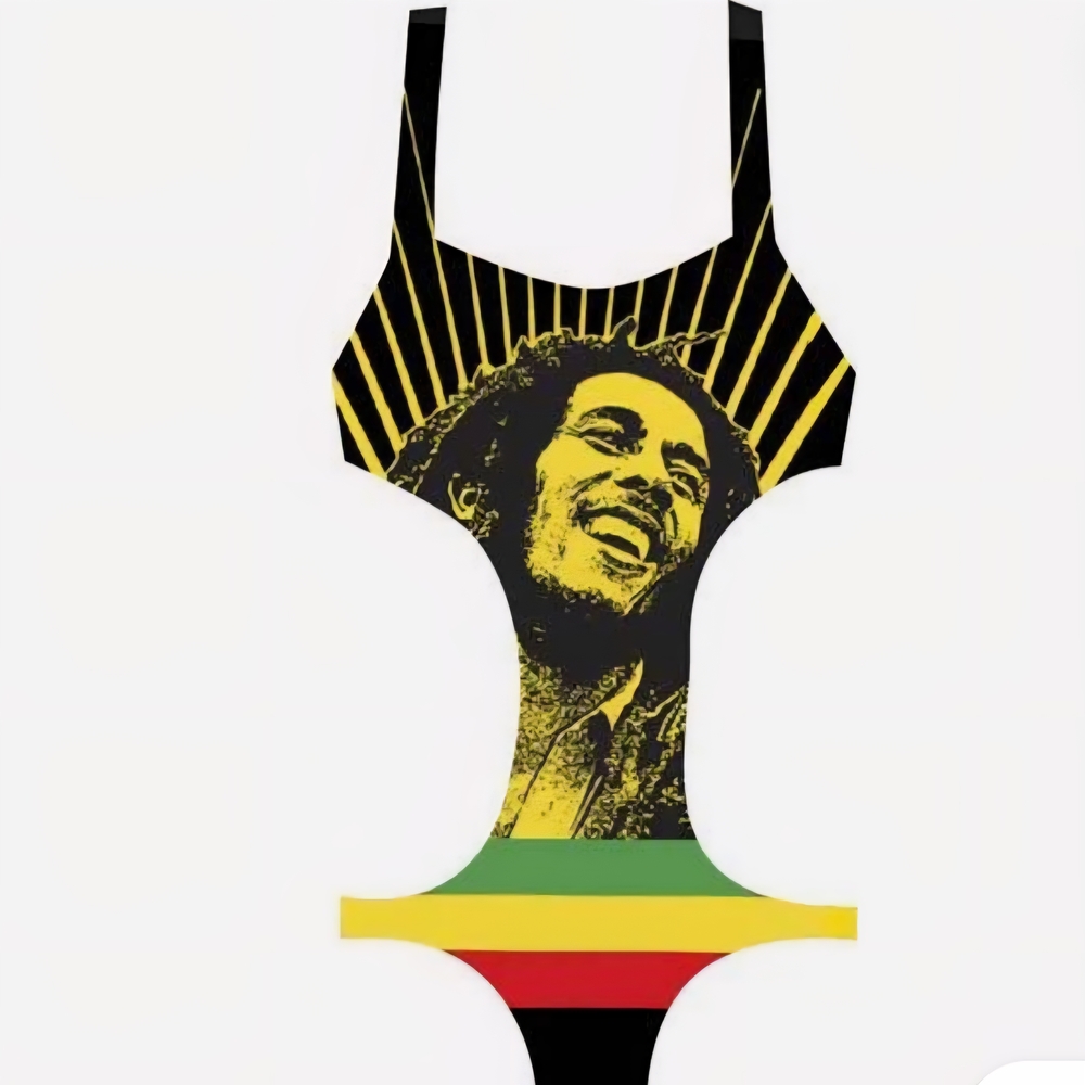 Artistic Yellow and Green One Piece Swimwear